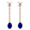 1.55 Ctw I2/I3 Blue Sapphire And Diamond 14K Rose Gold Earrings