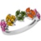Certified 1.55 Ctw Multi Sapphire 14K White Gold Ring