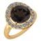 Certified 4.08 Ctw Smoky Quartz And Diamond VS/SI1 Halo Ring 14K Yellow Gold MADE IN USA