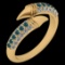 Certified 0.45 Ctw SI2/I1 Treated Fancy Blue And White Diamond 14K Yellow Gold Creature Style Ring