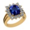 Certified 6.12 Ctw VS/SI1 Tanzanite And Diamond 14k Yellow Gold Anniversary Engagement Ring