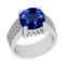Certified 5.18 Ctw VS/SI1 Tanzanite And Diamond 14K White Gold Vintage Style Engagement Ring