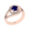 1.41 Ctw I2/I3 Blue Sapphire And Diamond 14k Rose Gold Ring