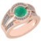 1.62 Ctw I2/I3 Emerald And Diamond 14K Rose Gold Engagement Ring