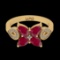 2.13 Ctw VS/SI1 Ruby And Diamond Prong Set 14K Yellow Gold Vintage Style Ring