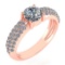 Certified 1.34 Ctw Diamond 14k Rose Gold Halo Ring
