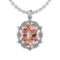 5.02 Ctw SI2/I1 Morganite And Diamond 14K White Gold Vintage Style Necklace