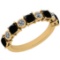 Certified 0.77 Ctw I2/I3 Treated Fancy Black And White Diamond 14K Yellow Gold Band Ring
