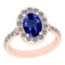 Certified 2.97 Ctw VS/SI1 Tanzanite And Diamond 14K Rose Gold Engagement Halo Ring