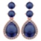 Certified 5.17 Ctw Blue Sapphire And Diamond 14k Rose Gold Halo Dangling Earrings