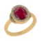 2.27 Ctw SI2/I1Ruby And Diamond 14K Yellow Gold Engagement Halo Ring