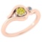 Certified 0.28 Ctw Treated Fancy Yellow Diamond And Diamond 14K Rose Gold Solitaire Ring (I1/I2) MAD
