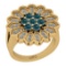 0.94 Ctw i2/i3 Treated Fancy Blue and White Diamond 14K Yellow Gold Flower Engagement Ring