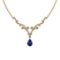Certified 7.70 Ctw VS/SI1 Tanzanite And Diamond 14K Yellow Gold Necklace