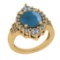 4.30 Ctw SI2/I1 Aquamarine And Diamond 14K Yellow Gold Engagement Ring