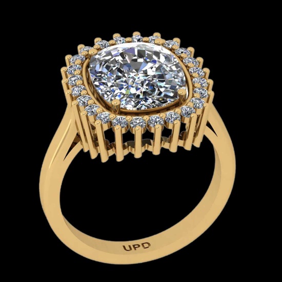 3.76 Ctw VS/SI1 Diamond14K Yellow Gold Vintage Style Ring