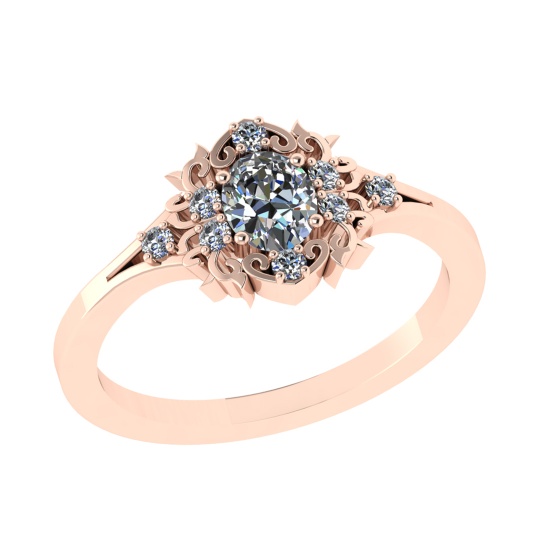 0.52 Ctw SI2/I1 Diamond 14K Rose Gold Engagement Halo Ring