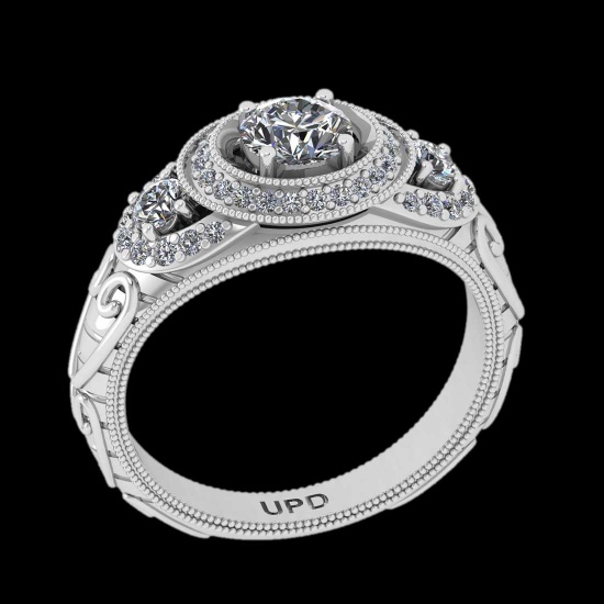 0.95 Ctw VS/SI1 Diamond 14K White Gold Engagement Halo Ring
