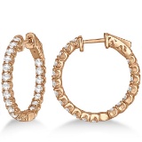 Medium Round Diamond Hoop Earrings 14k Rose Gold 2.00ctw