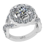 2.40 Ctw SI2/I1 Gia Certified Center Diamond 14K White Gold Engagement Halo Ring