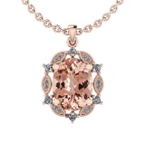 5.02 Ctw SI2/I1 Morganite And Diamond 14K Rose Gold Vintage Style Necklace