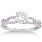 Infinity Diamond and Pink Sapphire Engagement Ring 14K White Gold 1.21ctw