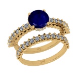 2.94 Ctw SI2/I1 Blue Sapphire and Diamond 14K Yellow Gold Engagement set Ring