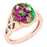 Certified 5.05 Ctw Mystic Topaz 14K Rose Gold Solitaire Ring MADE IN USA