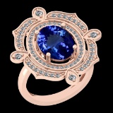 4.63 Ctw VS/SI1 Tanzanite And Diamond 10K Rose Gold Vintage Style Ring