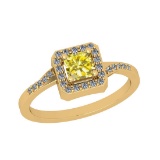 0.56 Ctw I2/I3 Treated Fancy Yellow And White Diamond 14K Yellow Gold Ring