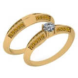 Certified 0.81 Ctw I2/I3 Yellow Sapphire And Diamond 14K Yellow Gold Vintage Style Wedding Band Ring