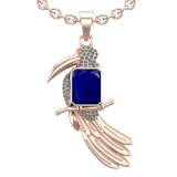 2.73 Ctw SI2/I1 Blue Sapphire and Diamond 14K Rose Gold Necklace