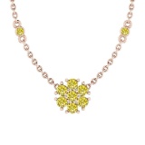 1.08 Ctw i2/i3 Treated Fancy Yellow Diamond 14K Rose Gold Necklace