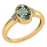 Certified 1.28 Ctw Green Amethyst And Diamond 18k Yellow Gold Ring (G-H VS/SI1)