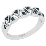 0.22 Ctw I2/I3 Treated Fancy Blue Diamond 14K White Gold Eternity Band Ring