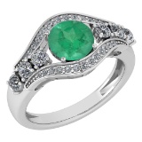 Certified 1.80 Ctw Emerald And Diamond Ladies Fashion Halo Ring 14K White Gold (VS/SI1) MADE IN USA