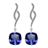 Certified 11.28 Ctw VS/SI1 Tanzanite and Diamond 14K White Gold Earrings