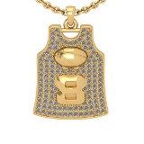 0.59 Ctw SI2/I1 Diamond 14K Yellow Gold football theme Jersey pendant necklace