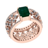 2.04 Ctw SI2/I1 Emerald And Diamond 14K Rose Gold Engagement Ring