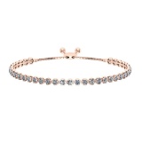 1.12 Ctw SI2/I1 Diamond Crown Set 14K Rose Gold Slide Bracelet