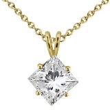 1.00ctw. Princess-Cut Diamond Solitaire Pendant in 18k Yellow Gold H, VS2