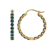 8.50 Ctw i2/i3 Treated Fancy Blue Diamond 14K Yellow Gold Hoop Earrings