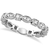 Antique style Style Diamond Eternity Ring Band in 14k White Gold 0.36ctw
