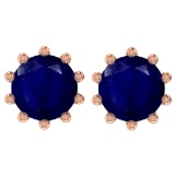 2.00 Ctw SI2/I1 Blue Sapphire14K Rose Gold Stud Earring