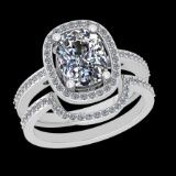 2.37 Ctw SI2/I1 Diamond 18K White Gold Engagement set Ring