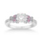 Butterfly Diamond and Pink Sapphire Engagement Ring 14k White Gold 1.20ctw