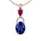 Certified 5.36 Ctw VS/SI1 Tanzanite,RUBY And Diamond 14K Rose Gold Vintage Style Necklace