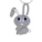 0.94 Ctw SI2/I1 Blue Sapphire and Diamond 14K White Gold Daddy Pendant Necklace