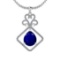 1.55 Ctw SI2/I1 Blue Sapphire And Diamond 14K White Gold Necklace
