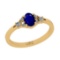 0.60 Ctw SI2/I1 Blue Sapphire And Diamond 14K Yellow Gold Ring